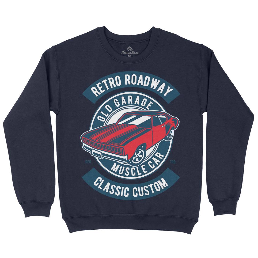 Retro Roadway Mens Crew Neck Sweatshirt Cars D568