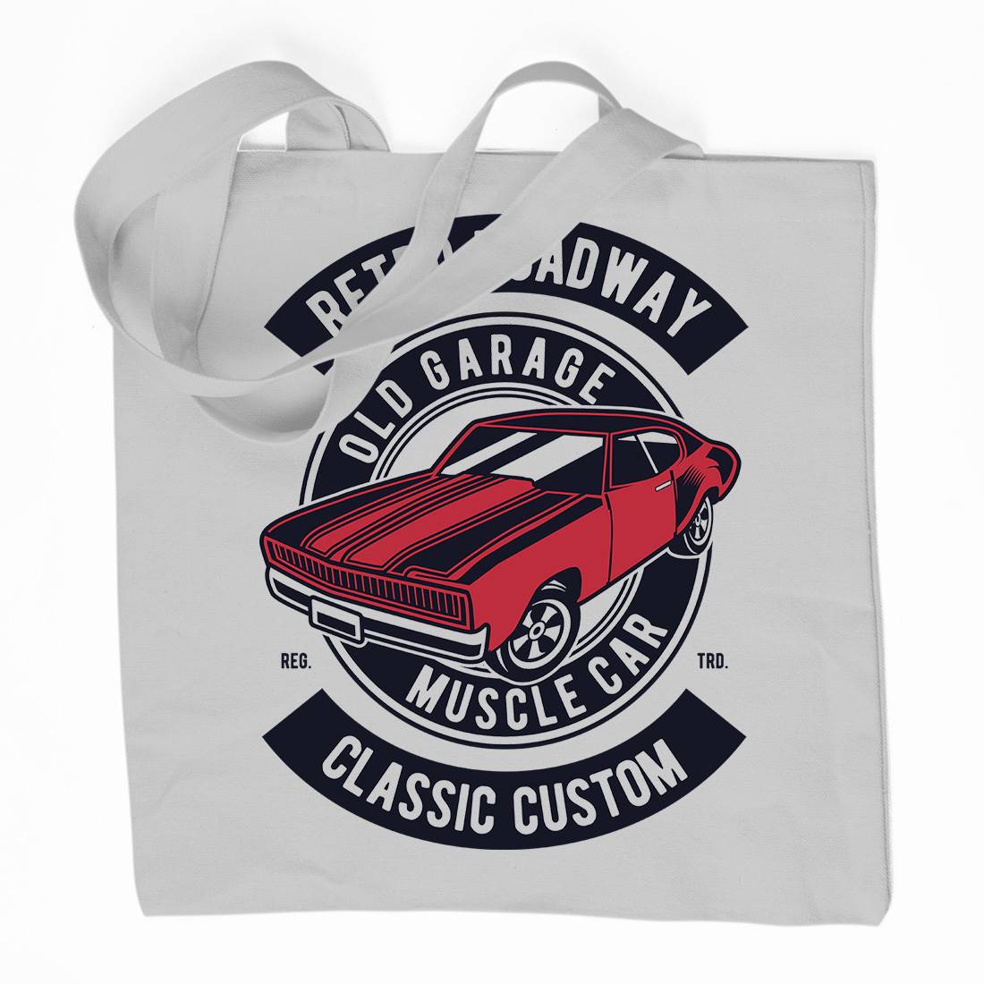 Retro Roadway Organic Premium Cotton Tote Bag Cars D568