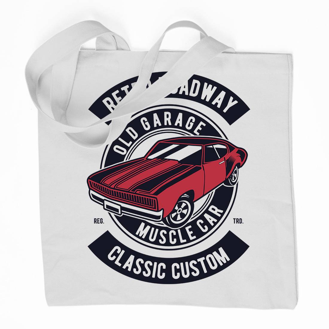 Retro Roadway Organic Premium Cotton Tote Bag Cars D568