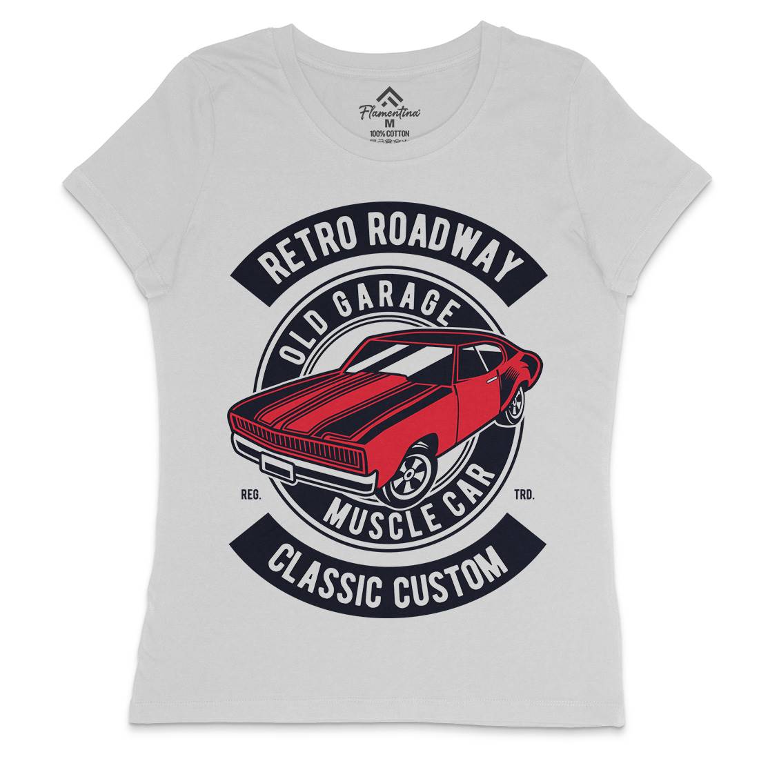 Retro Roadway Womens Crew Neck T-Shirt Cars D568