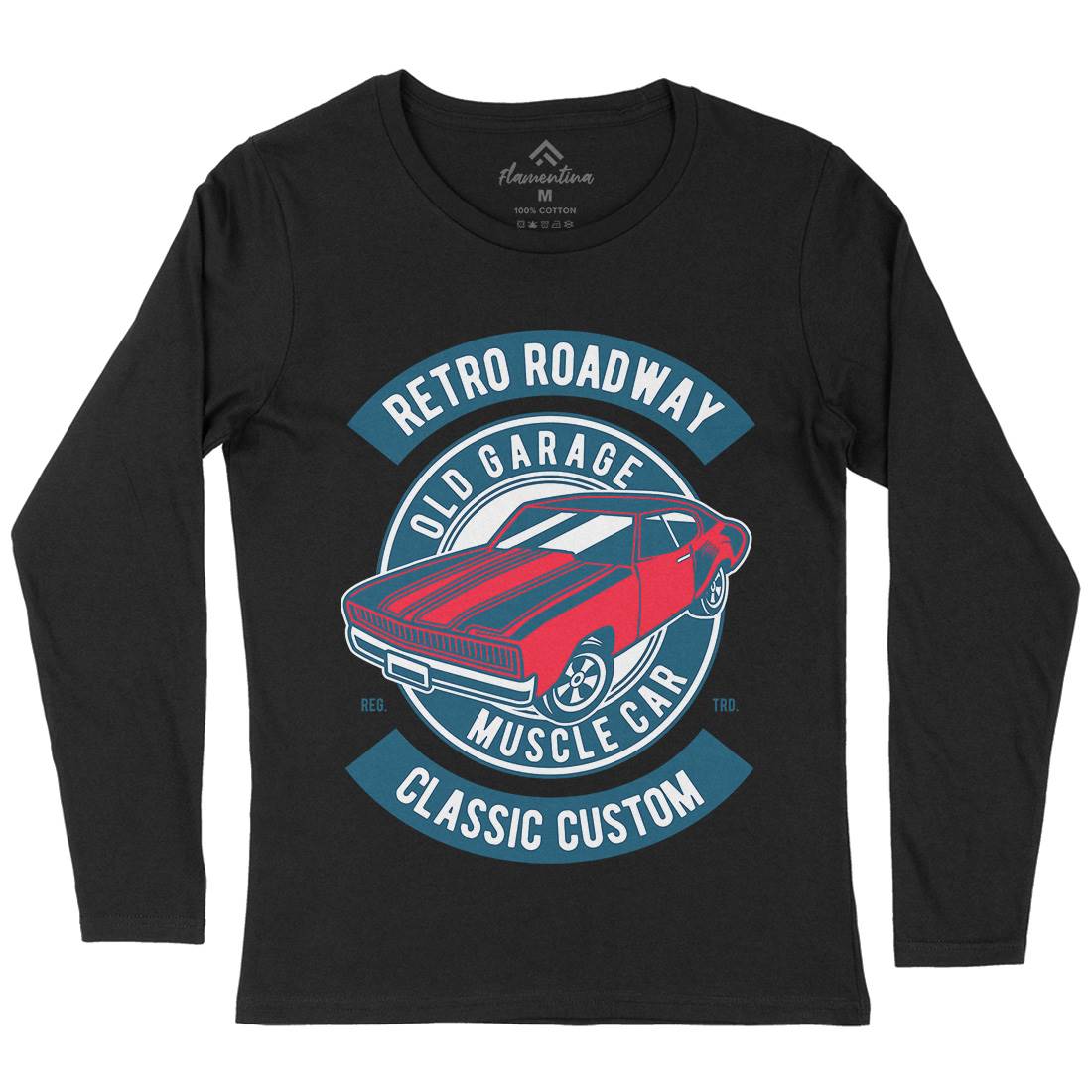 Retro Roadway Womens Long Sleeve T-Shirt Cars D568