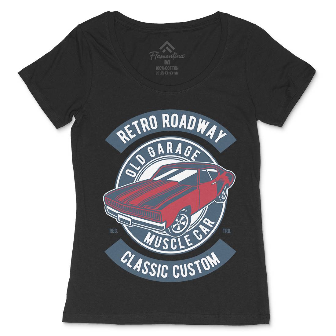 Retro Roadway Womens Scoop Neck T-Shirt Cars D568