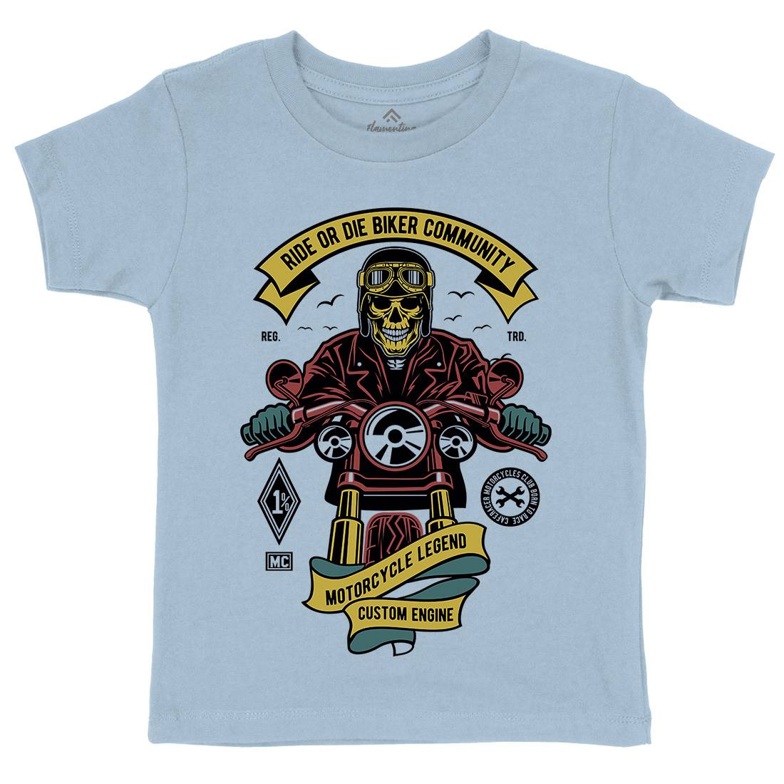Ride Or Die Biker Club Kids Organic Crew Neck T-Shirt Motorcycles D569