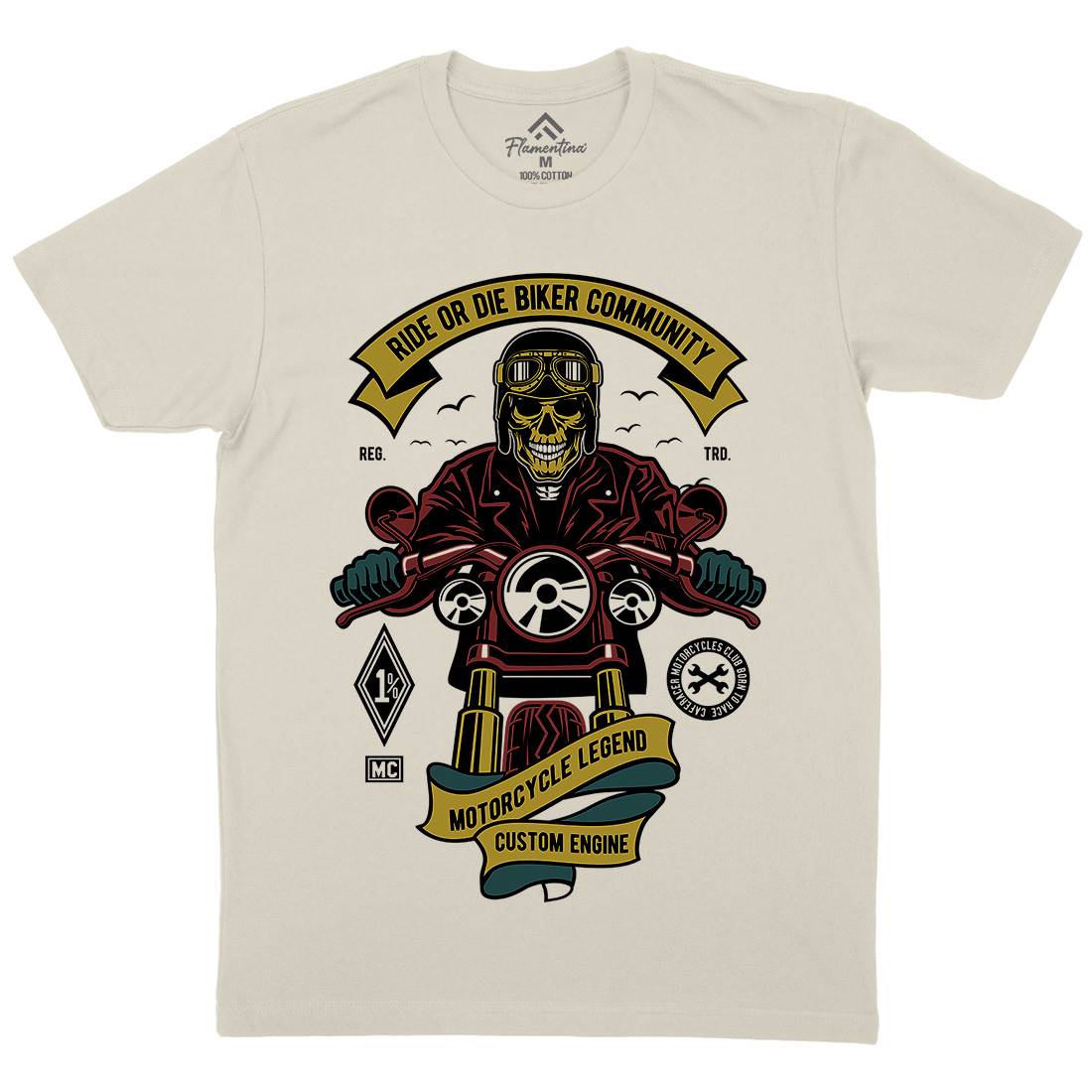Ride Or Die Biker Club Mens Organic Crew Neck T-Shirt Motorcycles D569