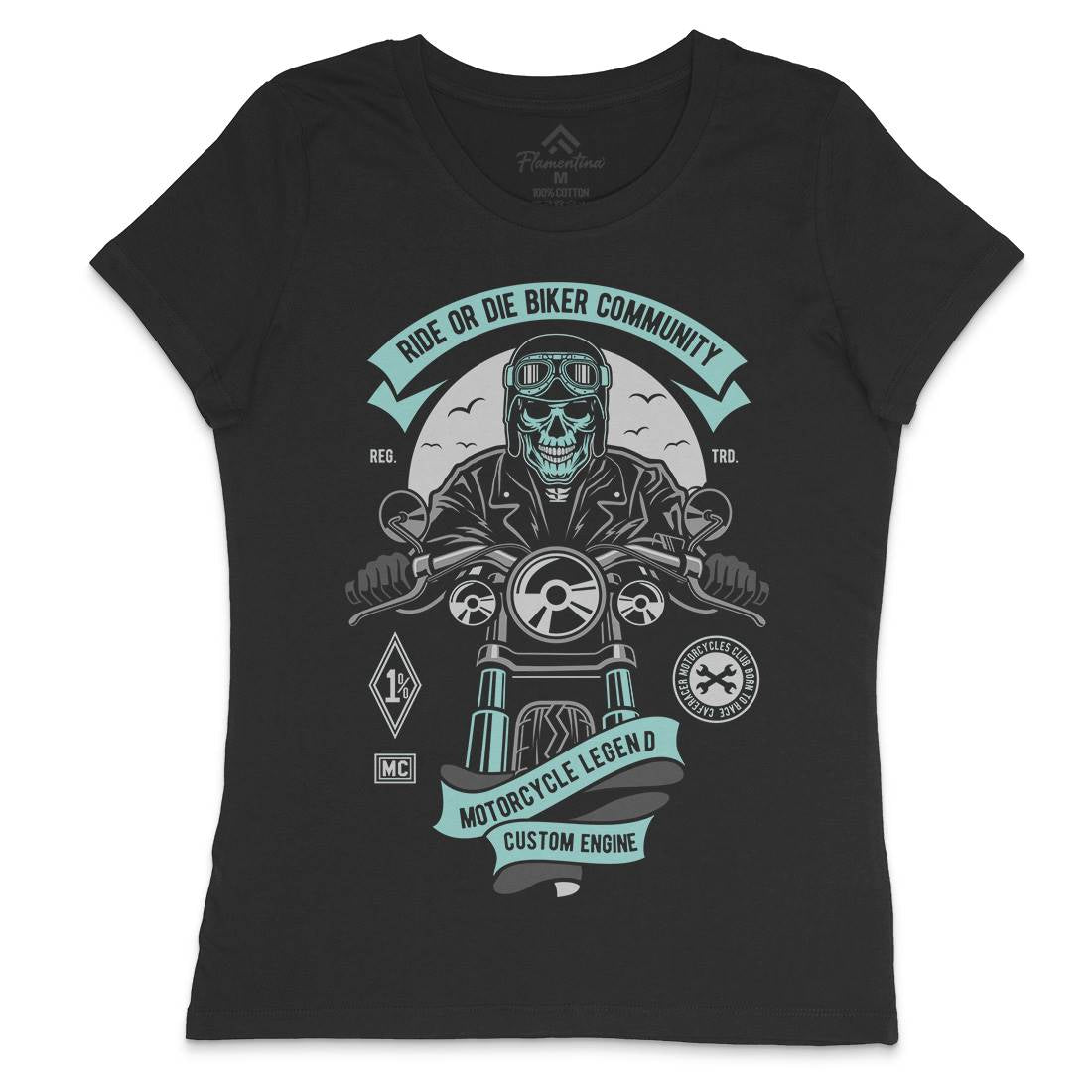 Ride Or Die Biker Club Womens Crew Neck T-Shirt Motorcycles D569