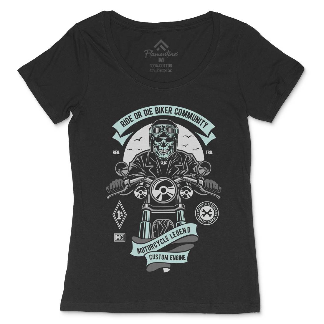 Ride Or Die Biker Club Womens Scoop Neck T-Shirt Motorcycles D569
