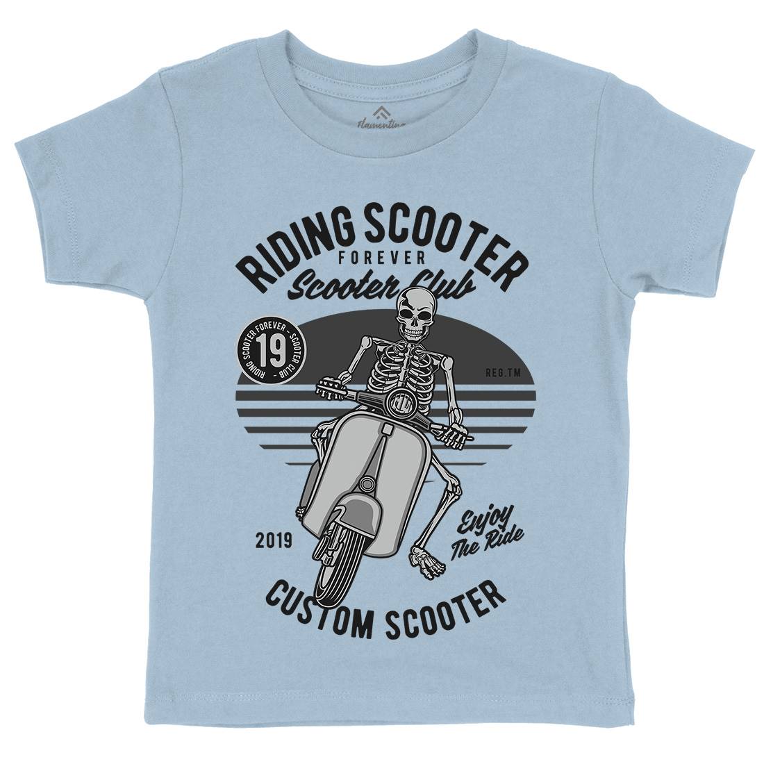 Riding Scooter Kids Crew Neck T-Shirt Motorcycles D570
