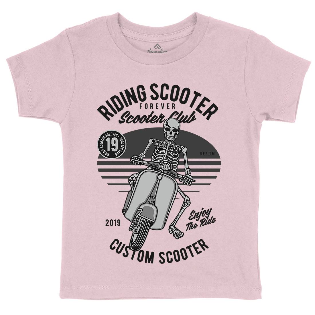 Riding Scooter Kids Crew Neck T-Shirt Motorcycles D570