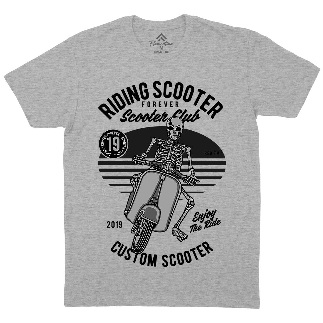Riding Scooter Mens Organic Crew Neck T-Shirt Motorcycles D570