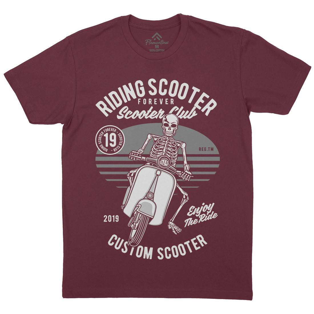 Riding Scooter Mens Crew Neck T-Shirt Motorcycles D570