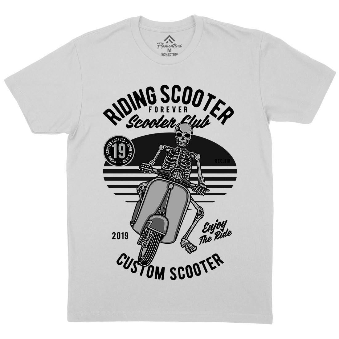 Riding Scooter Mens Crew Neck T-Shirt Motorcycles D570