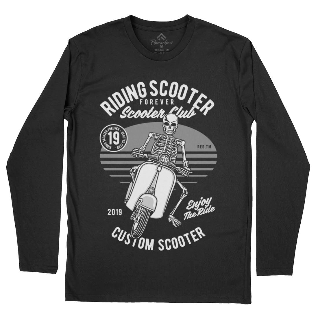 Riding Scooter Mens Long Sleeve T-Shirt Motorcycles D570