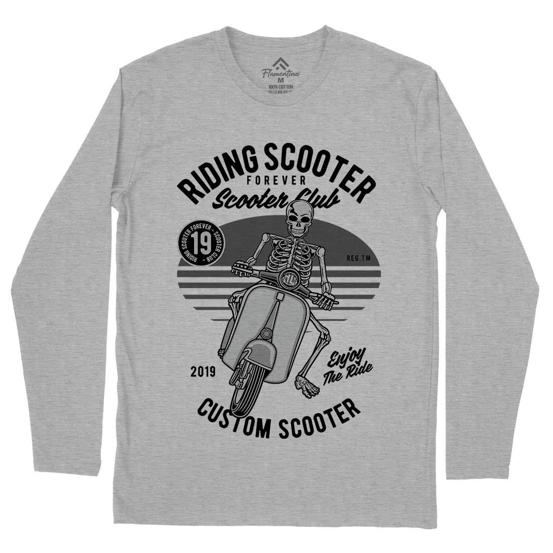 Riding Scooter Mens Long Sleeve T-Shirt Motorcycles D570