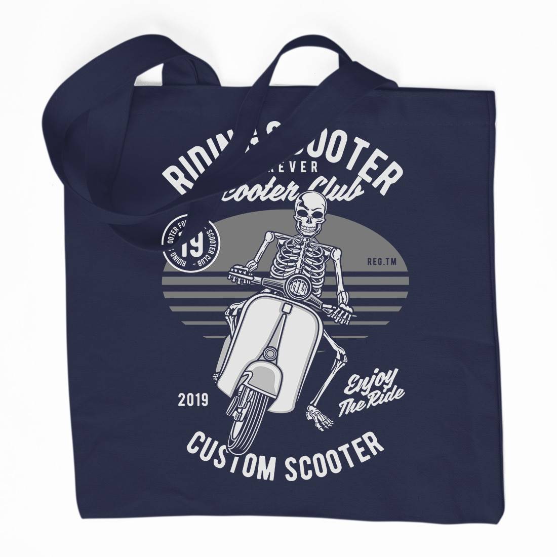 Riding Scooter Organic Premium Cotton Tote Bag Motorcycles D570