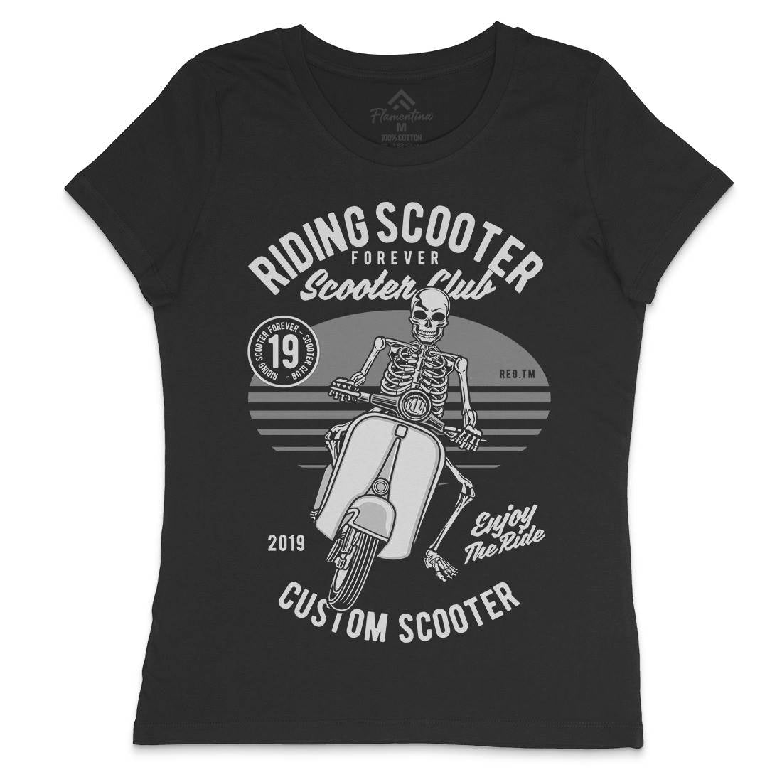 Riding Scooter Womens Crew Neck T-Shirt Motorcycles D570