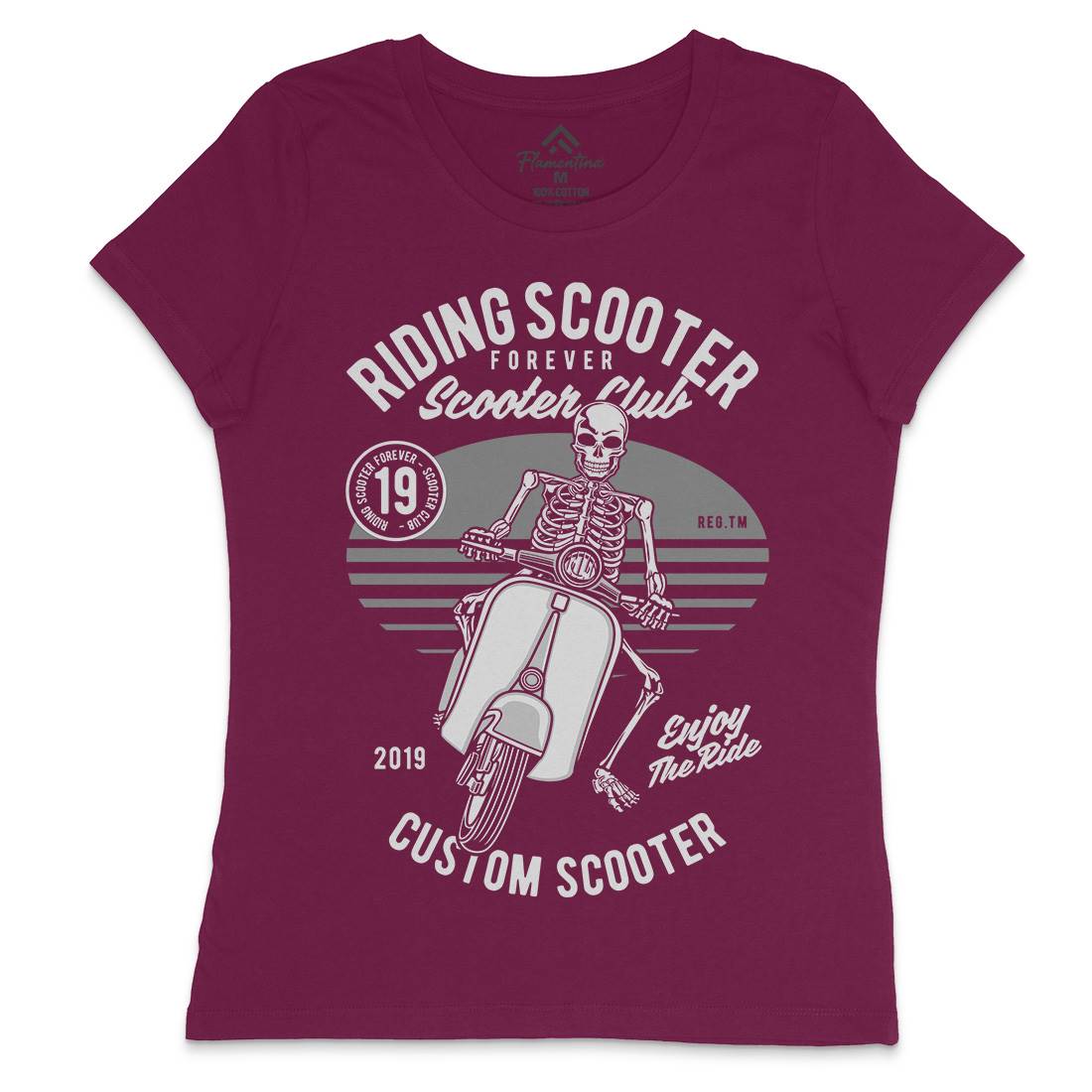 Riding Scooter Womens Crew Neck T-Shirt Motorcycles D570
