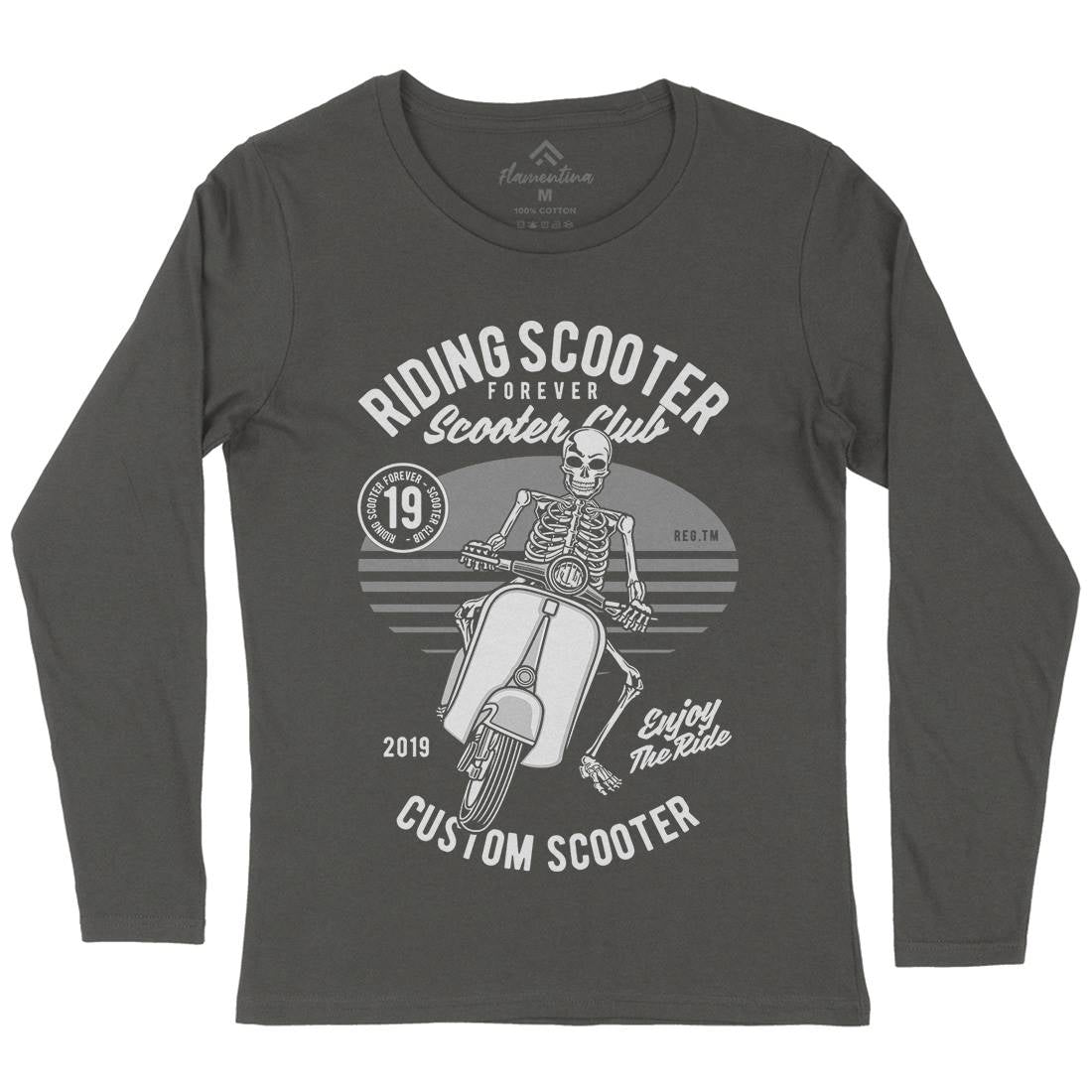 Riding Scooter Womens Long Sleeve T-Shirt Motorcycles D570