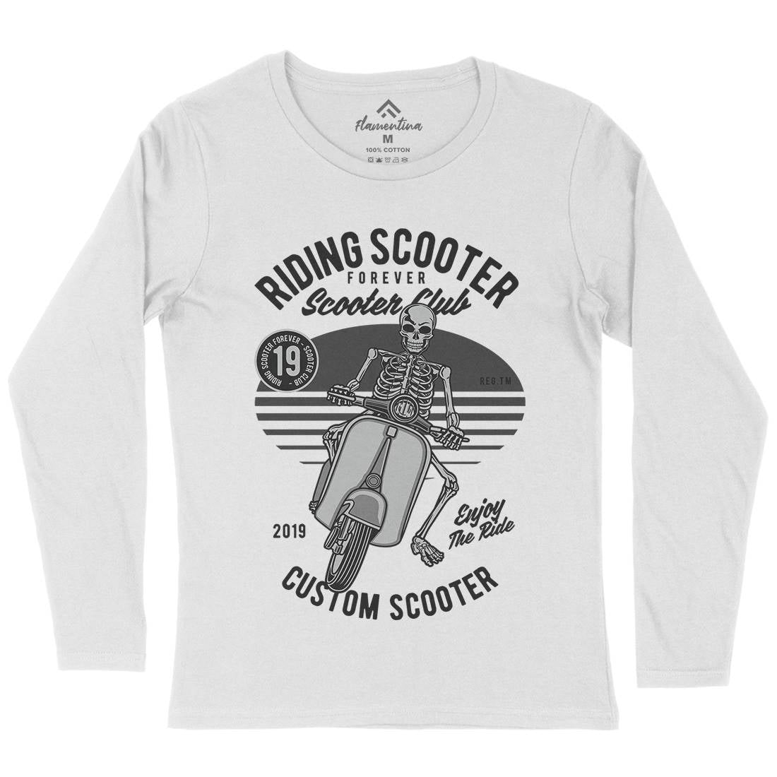 Riding Scooter Womens Long Sleeve T-Shirt Motorcycles D570