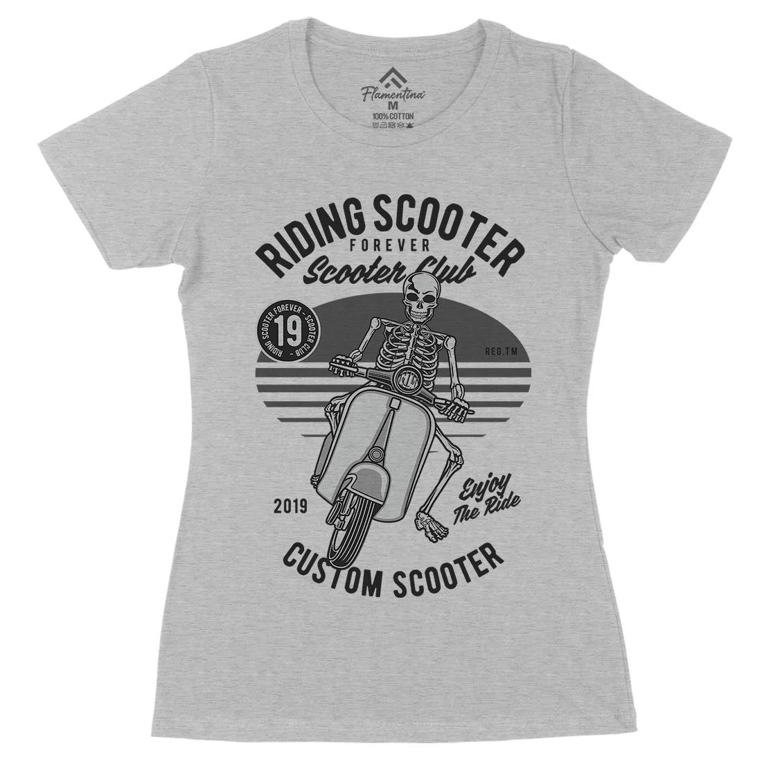 Riding Scooter Womens Organic Crew Neck T-Shirt Motorcycles D570