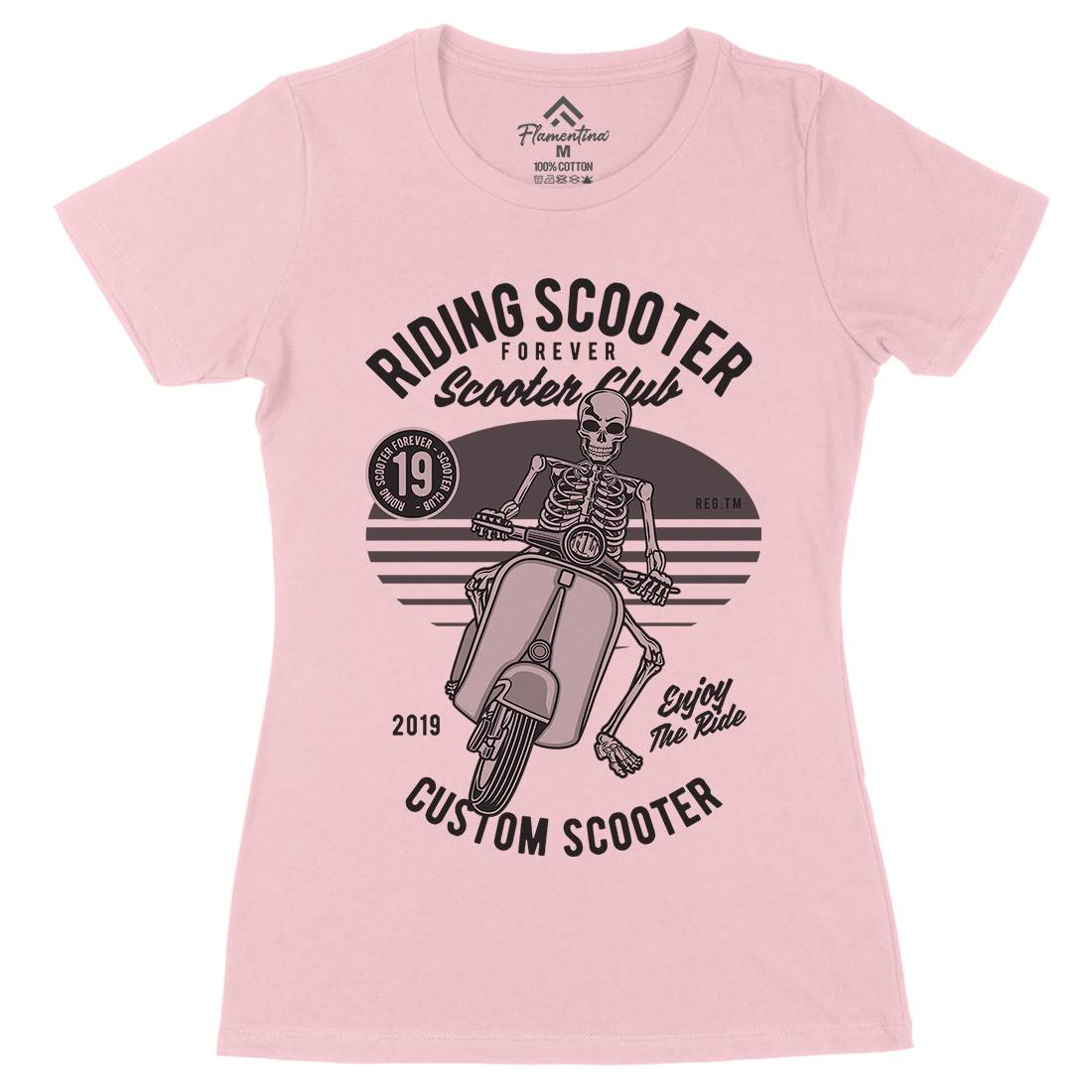 Riding Scooter Womens Organic Crew Neck T-Shirt Motorcycles D570