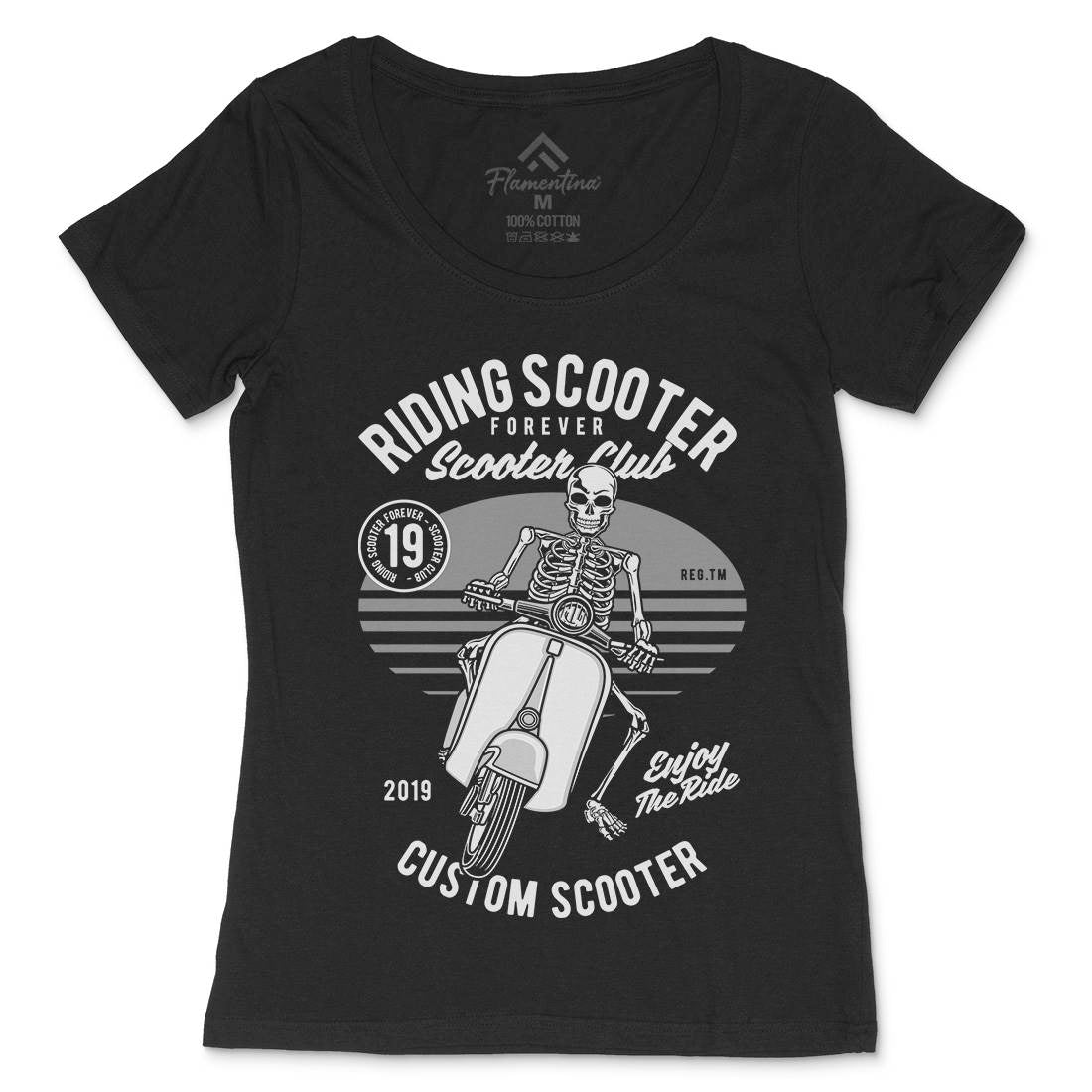 Riding Scooter Womens Scoop Neck T-Shirt Motorcycles D570