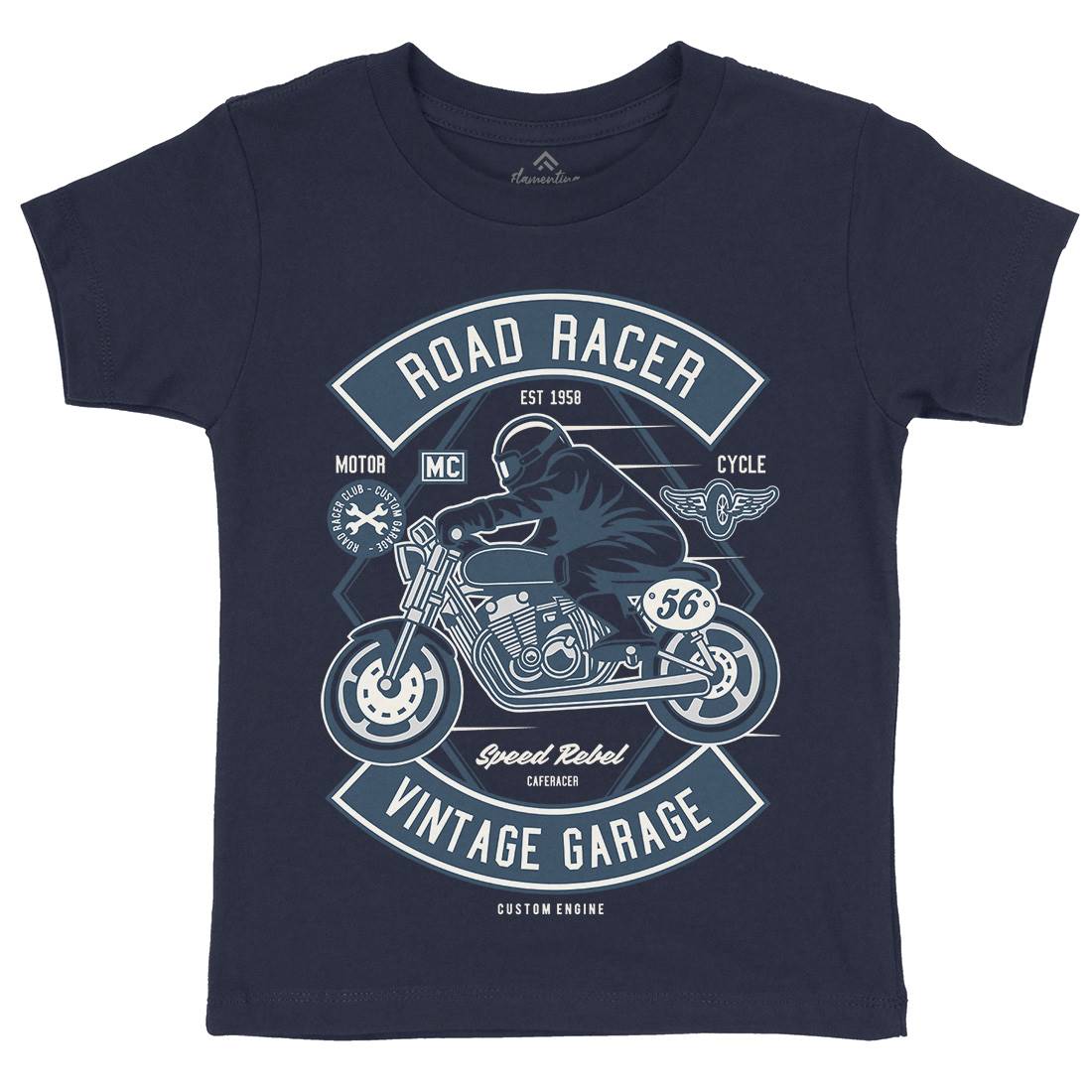 Road Racer Kids Organic Crew Neck T-Shirt Motorcycles D571