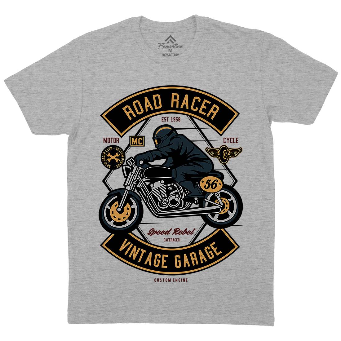 Road Racer Mens Crew Neck T-Shirt Motorcycles D571