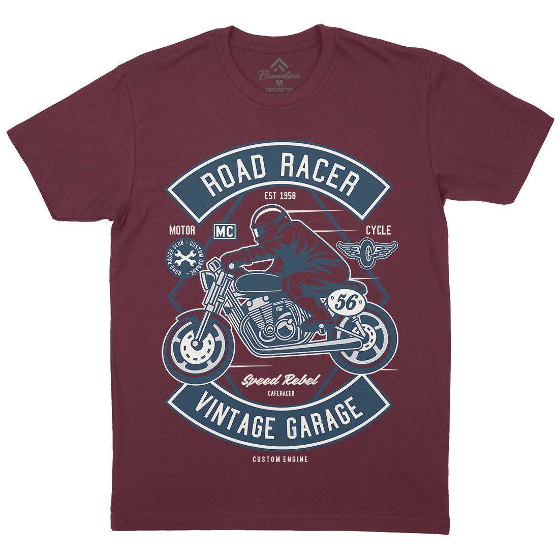 Road Racer Mens Organic Crew Neck T-Shirt Motorcycles D571