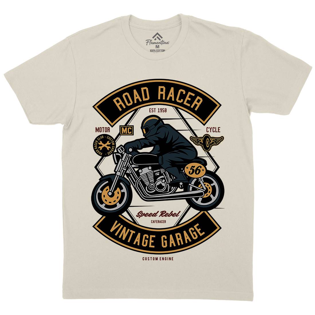 Road Racer Mens Organic Crew Neck T-Shirt Motorcycles D571