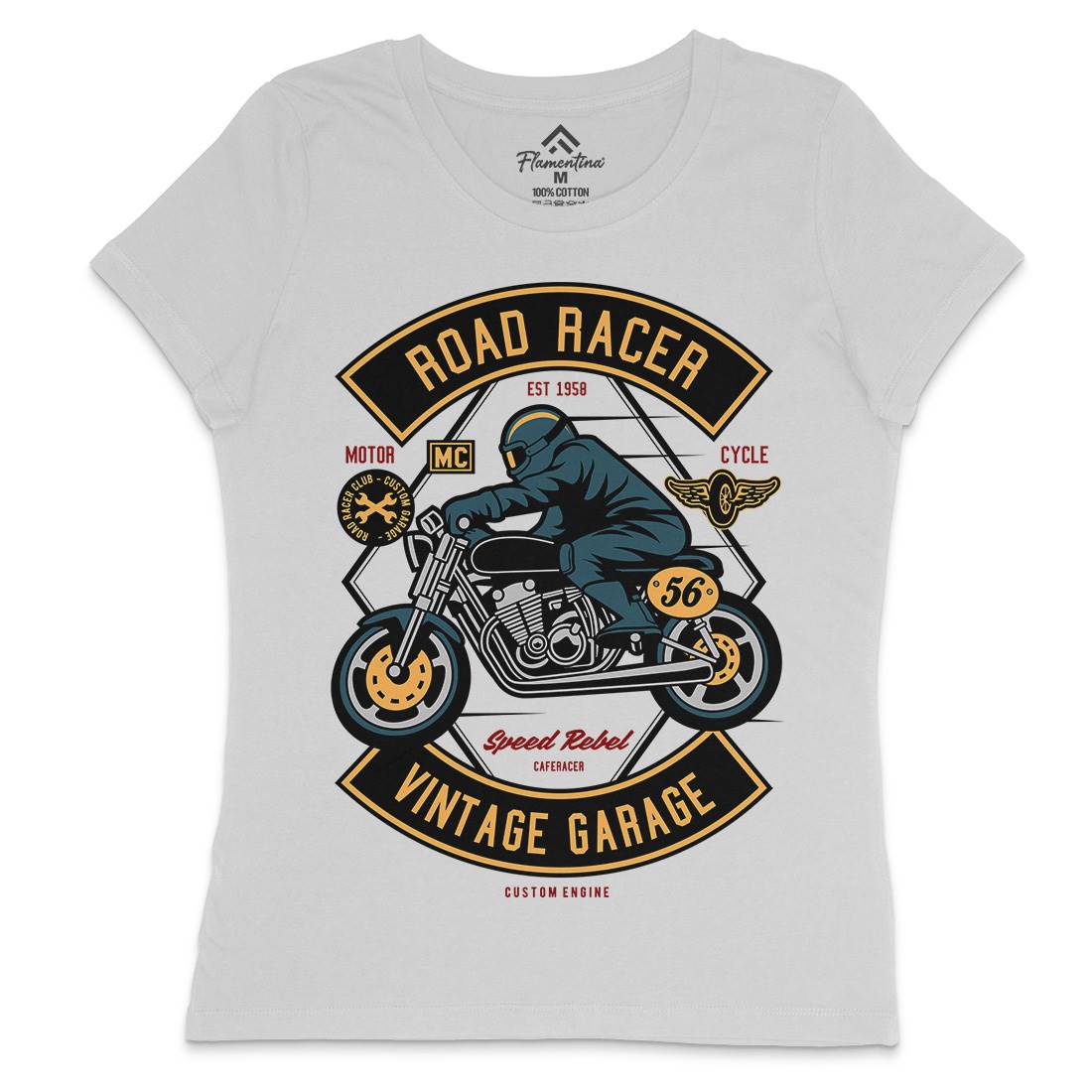 Road Racer Womens Crew Neck T-Shirt Motorcycles D571