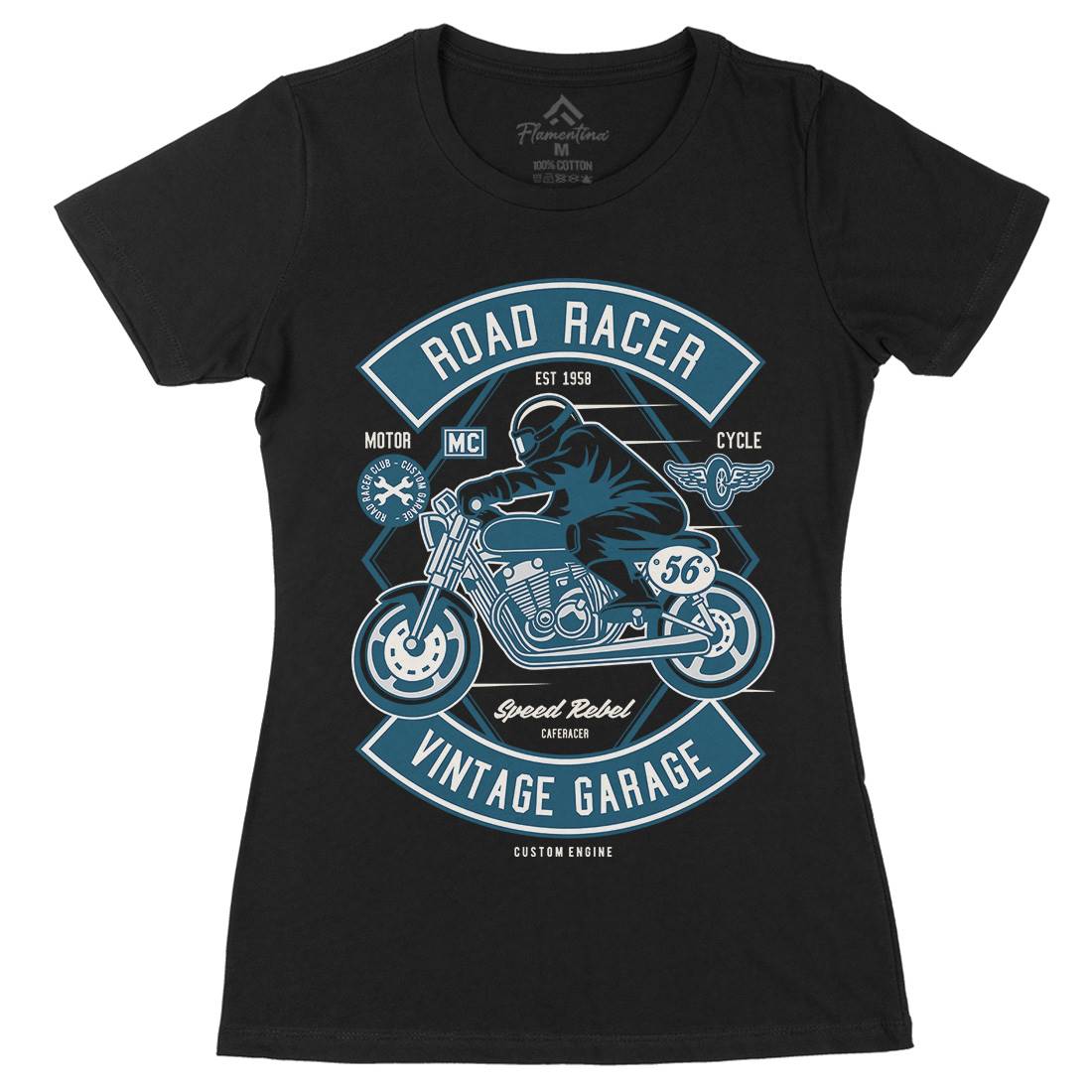 Road Racer Womens Organic Crew Neck T-Shirt Motorcycles D571