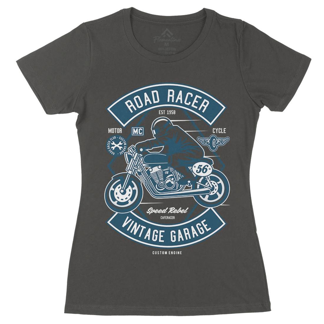 Road Racer Womens Organic Crew Neck T-Shirt Motorcycles D571
