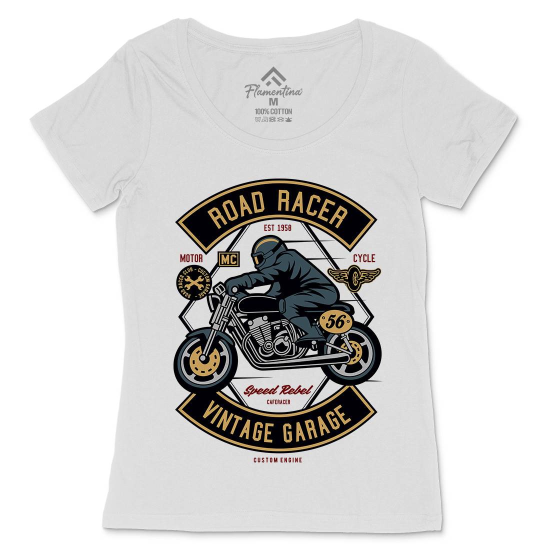 Road Racer Womens Scoop Neck T-Shirt Motorcycles D571