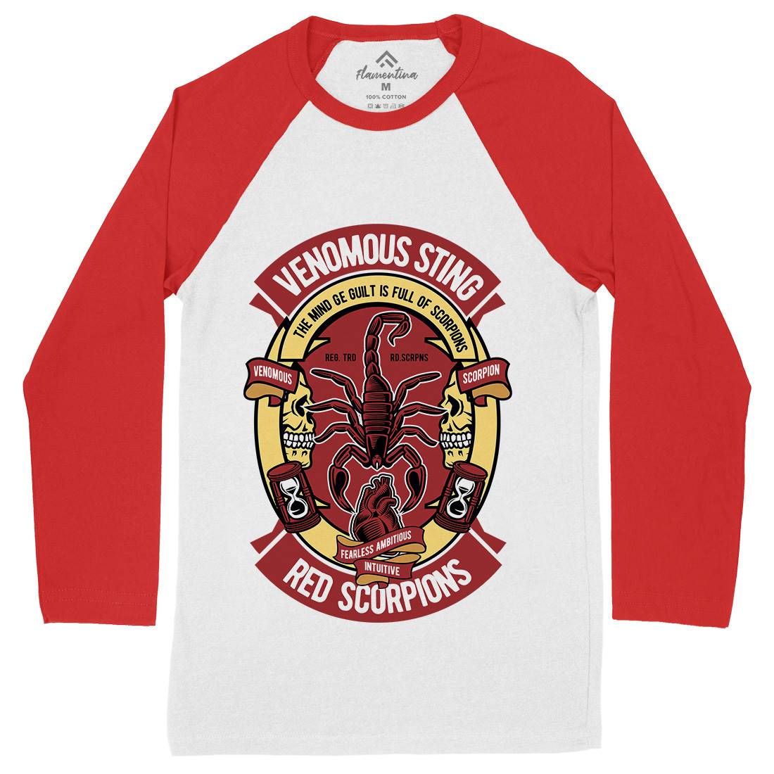 Red Scorpion Mens Long Sleeve Baseball T-Shirt Animals D572