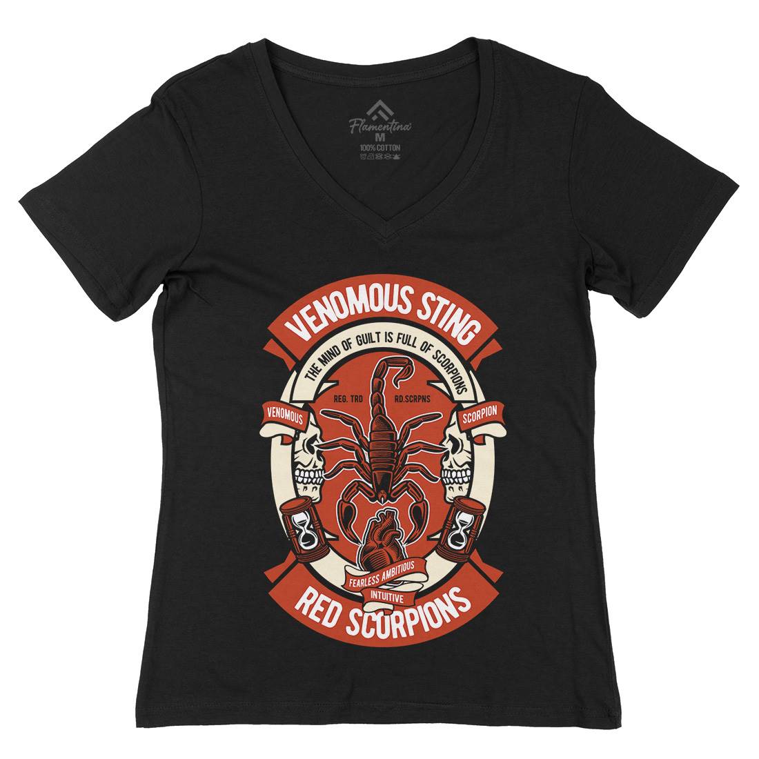 Red Scorpion Womens Organic V-Neck T-Shirt Animals D572