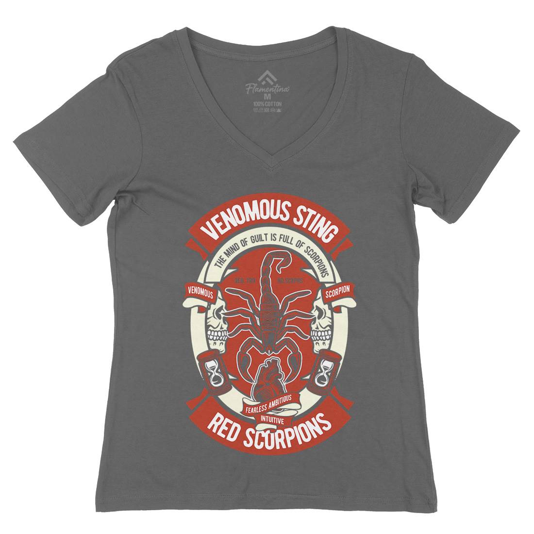 Red Scorpion Womens Organic V-Neck T-Shirt Animals D572