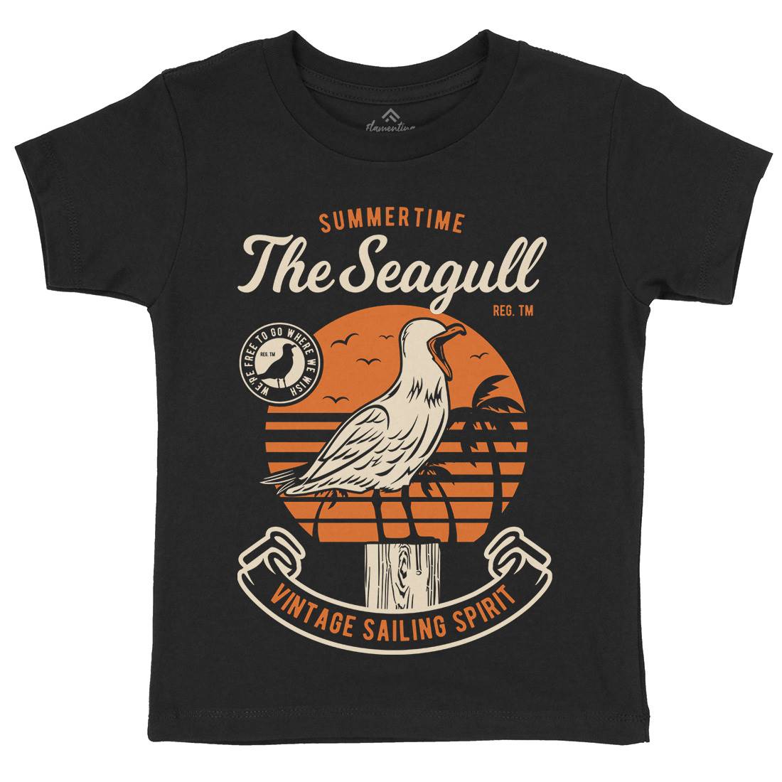 Seagull Bird Kids Organic Crew Neck T-Shirt Animals D573
