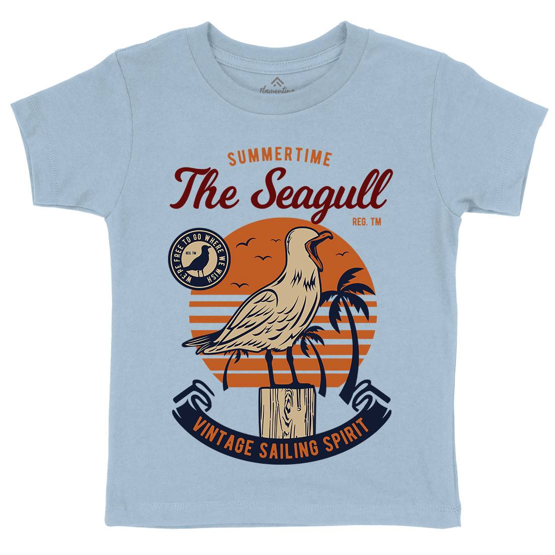 Seagull Bird Kids Organic Crew Neck T-Shirt Animals D573
