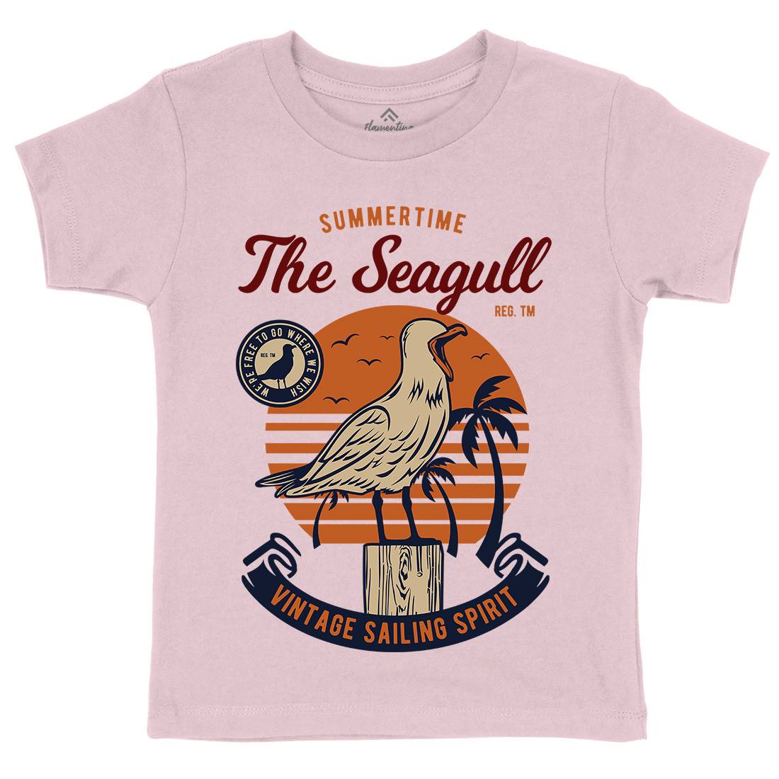 Seagull Bird Kids Crew Neck T-Shirt Animals D573