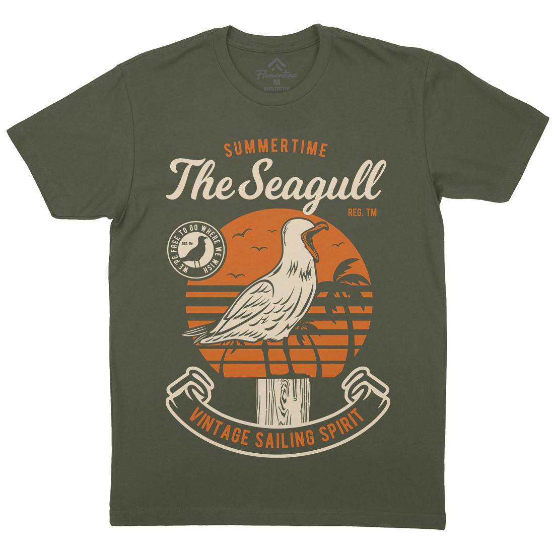 Seagull Bird Mens Organic Crew Neck T-Shirt Animals D573