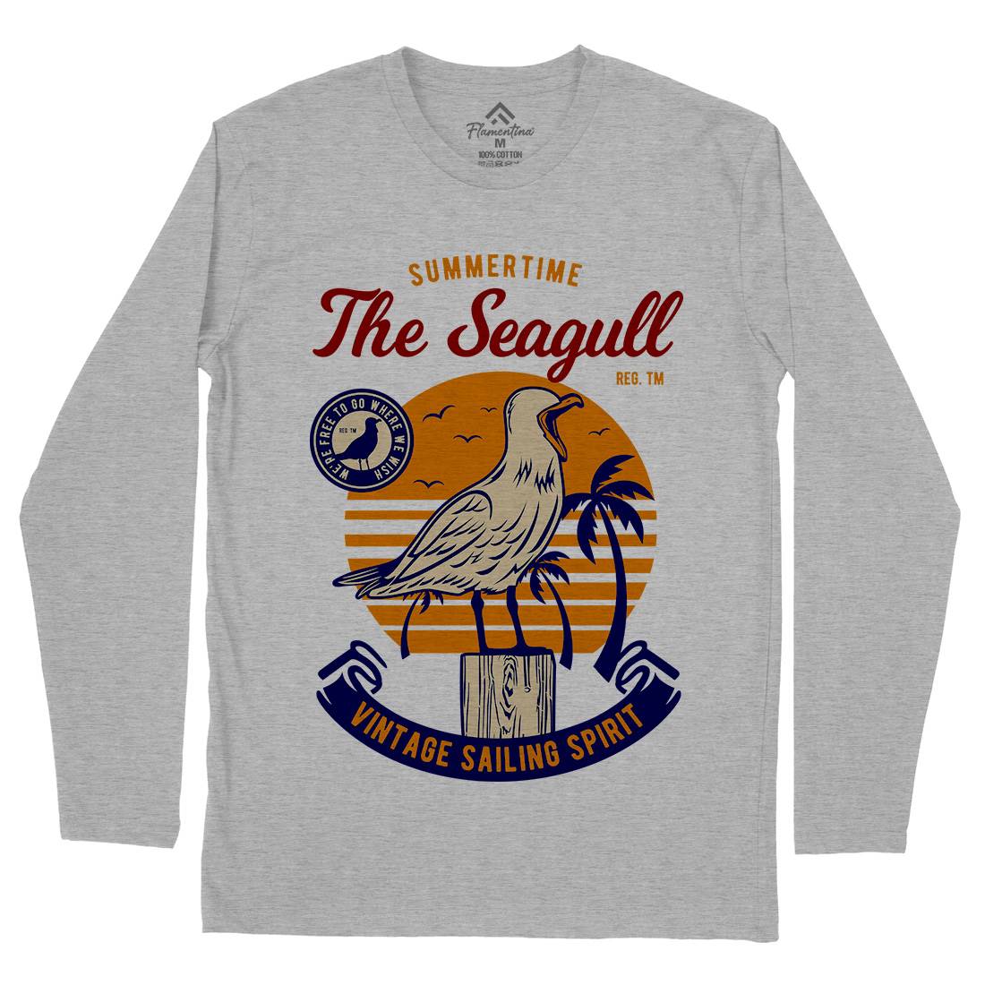 Seagull Bird Mens Long Sleeve T-Shirt Animals D573