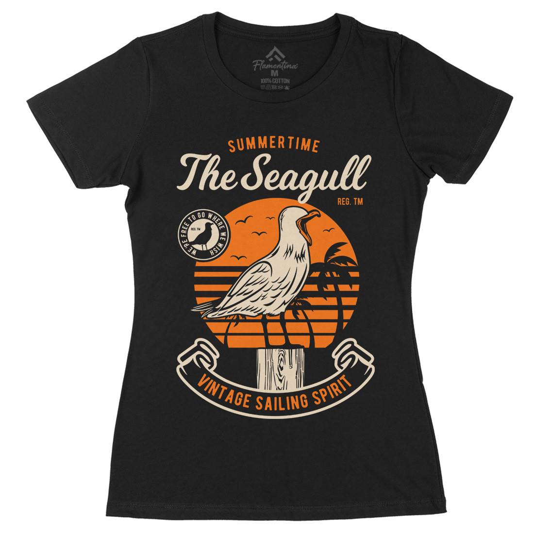 Seagull Bird Womens Organic Crew Neck T-Shirt Animals D573