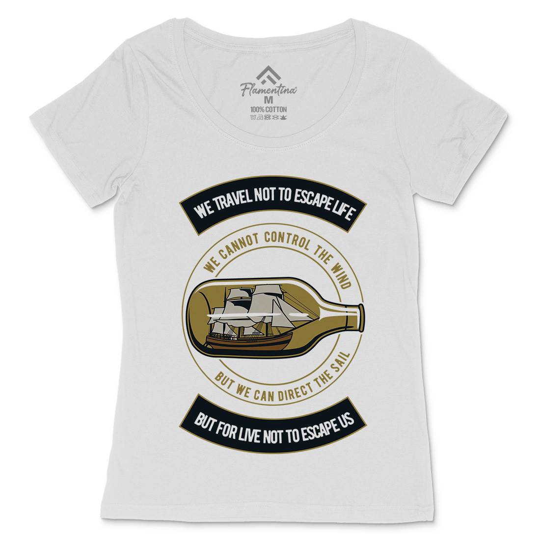 Ship An A Bottle Womens Scoop Neck T-Shirt Navy D574