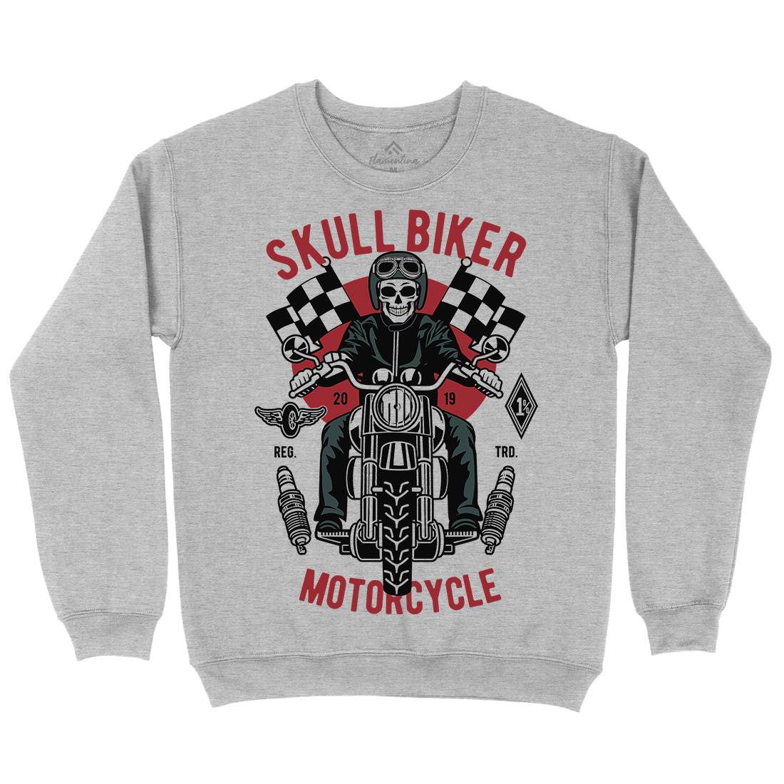 Skull Biker Kids Crew Neck Sweatshirt Motorcycles D575