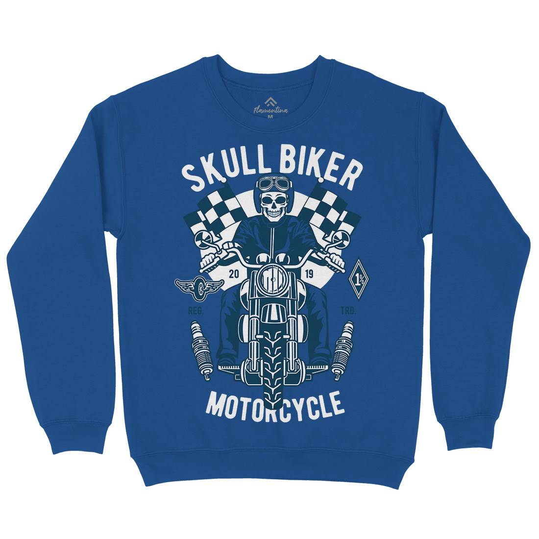 Skull Biker Kids Crew Neck Sweatshirt Motorcycles D575