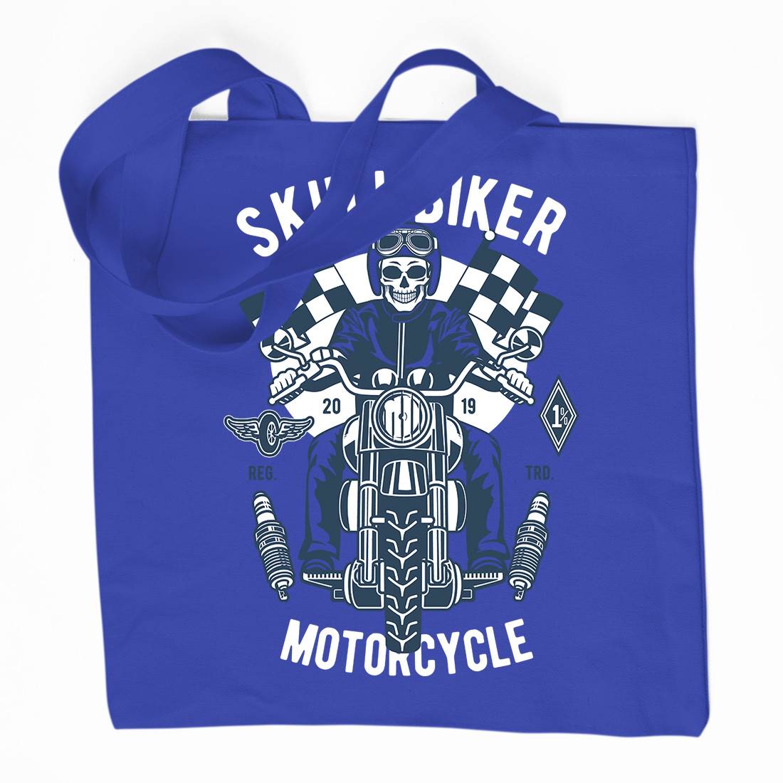 Skull Biker Organic Premium Cotton Tote Bag Motorcycles D575