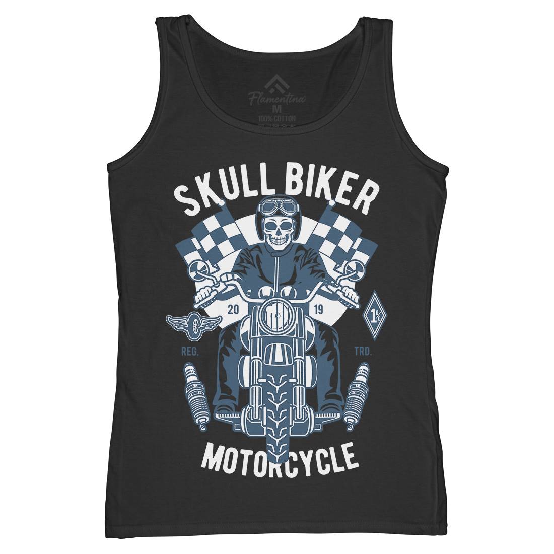 Skull Biker Womens Organic Tank Top Vest Motorcycles D575