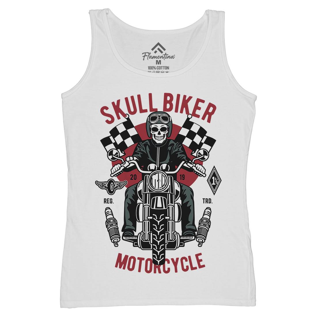 Skull Biker Womens Organic Tank Top Vest Motorcycles D575
