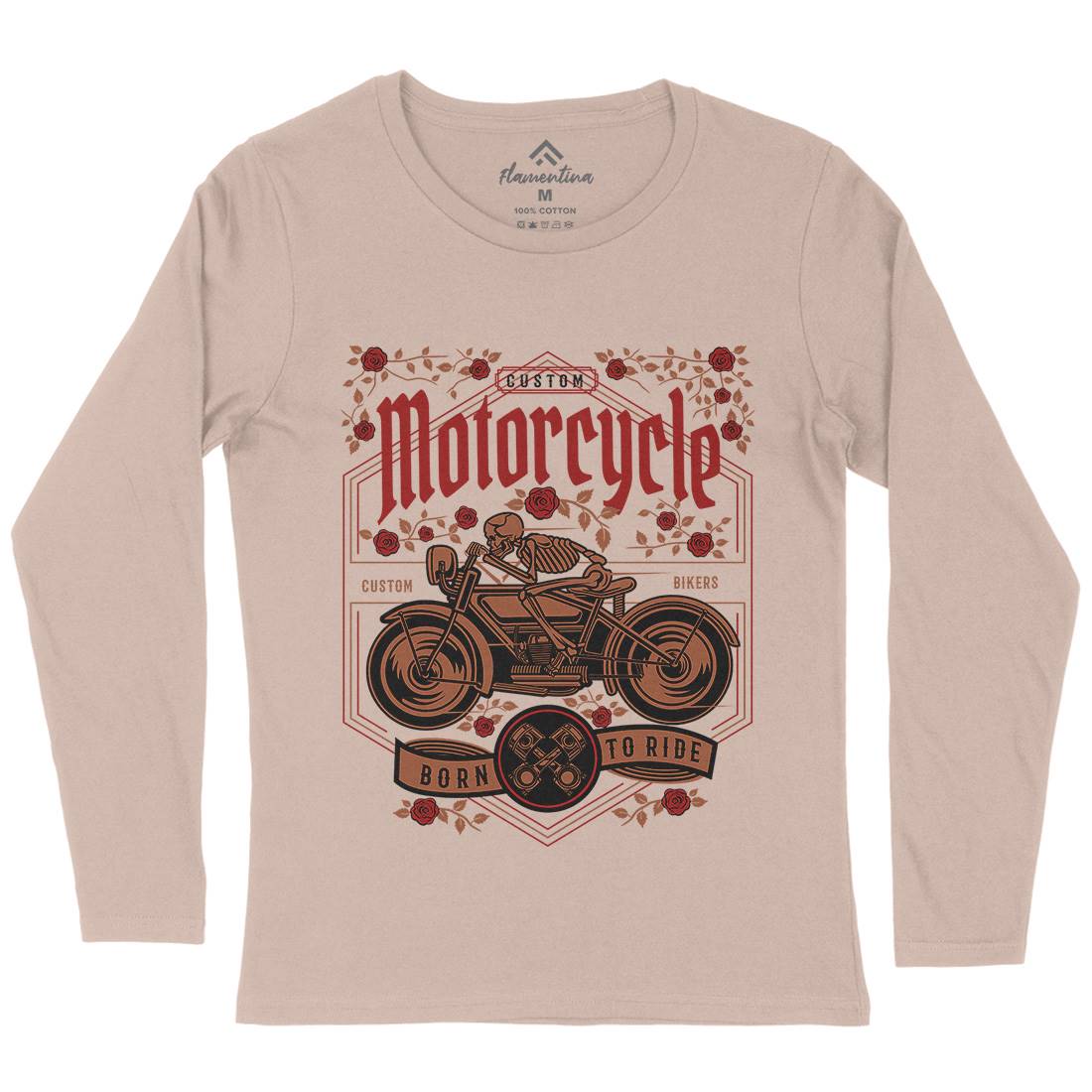 Skull Womens Long Sleeve T-Shirt Motorcycles D576