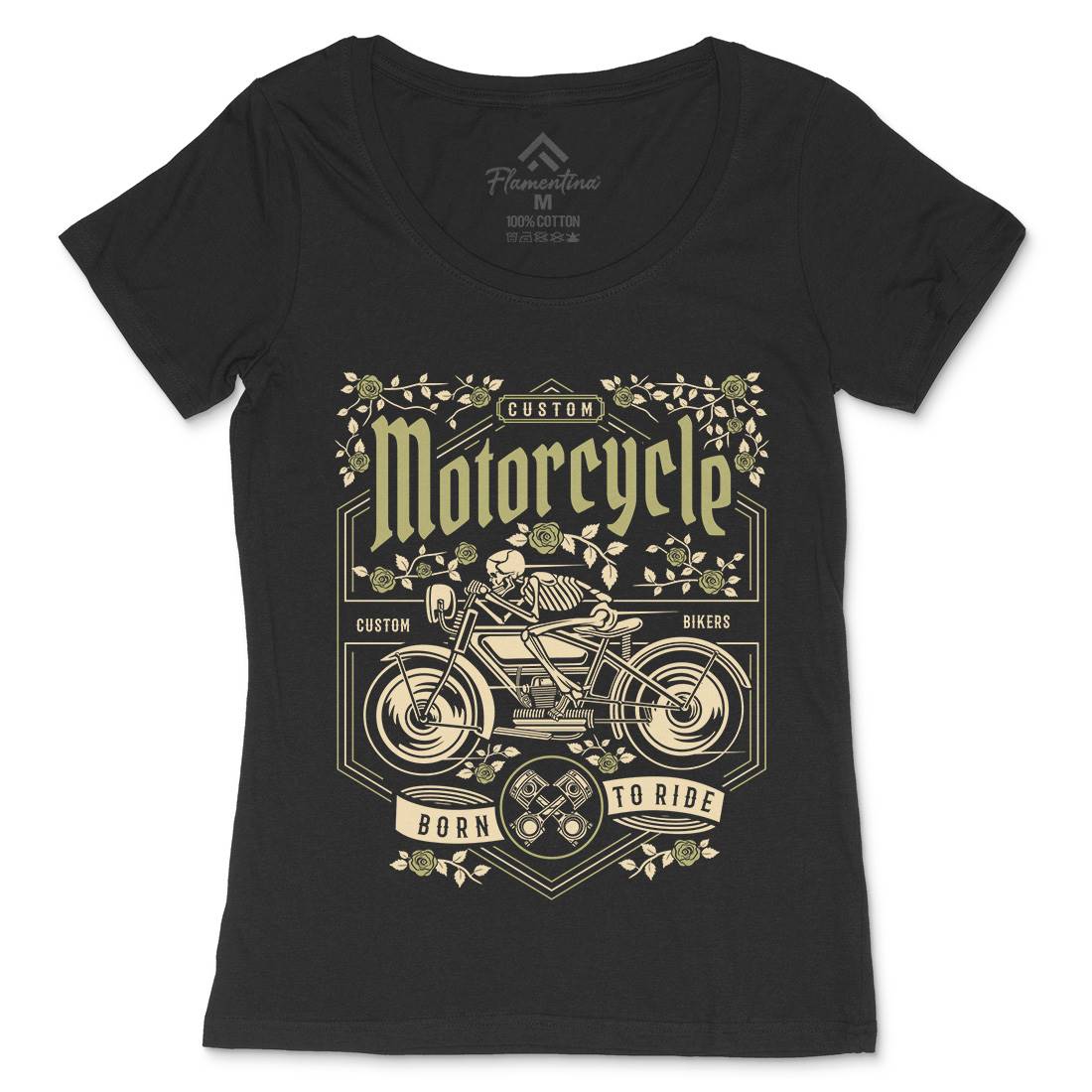 Skull Womens Scoop Neck T-Shirt Motorcycles D576